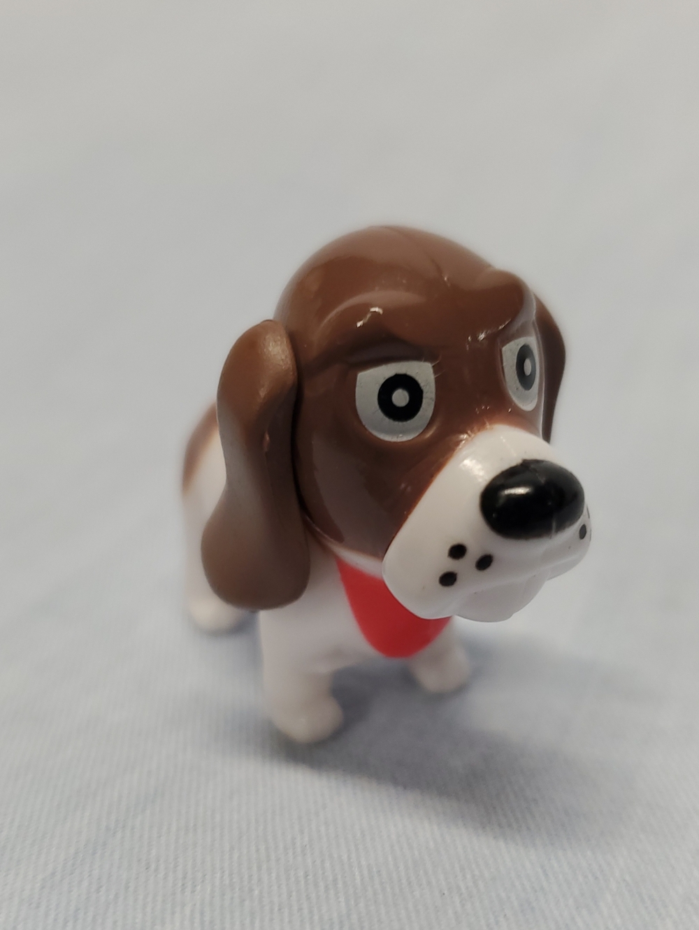 Brown and White Dog Toy Figure with Red Bandana
